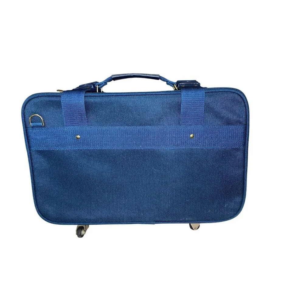 Vintage Valoroso Navy Rolling Suitcase with Brass Hardware – Classic Pilot Style